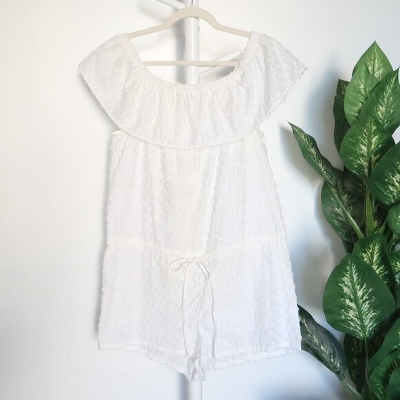 Madewell White Off The Shoulder Textured Cotton Cover-Up Romper Size M Medium - Picture 4 of 10